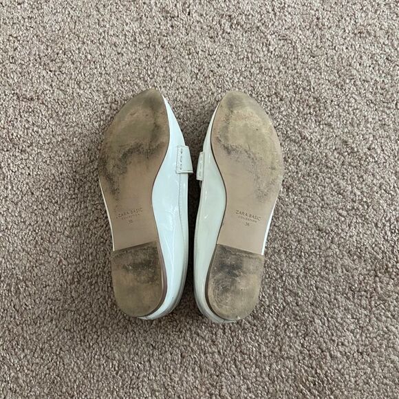 Zara White Glossy Pointy Flats - Picture 4 of 4